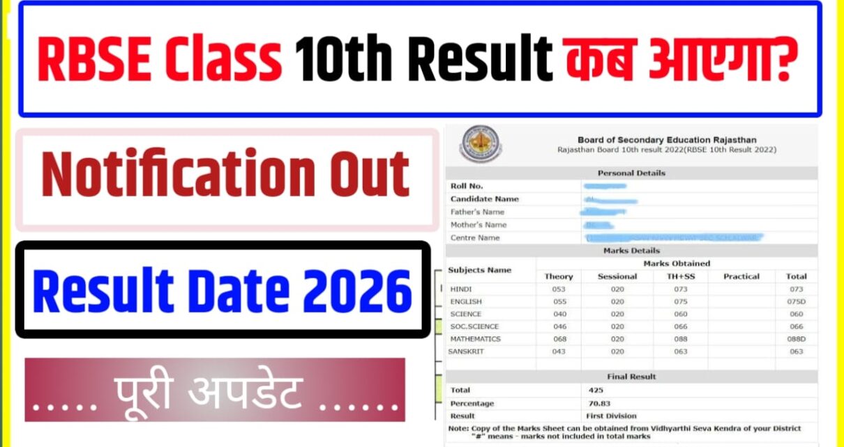 RBSE Class 10th Result 2026